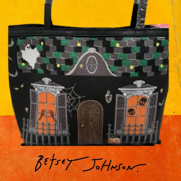 EUC 2025 Betsey Johnson Forever Home Haunted House Halloween Tote - Picture 1 of 4